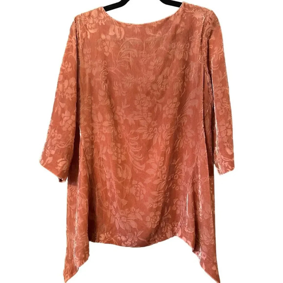 Sundance Burnout Velvet Floral Tunic Top Blouse Rose Mauve Size S - Picture 2 of 8